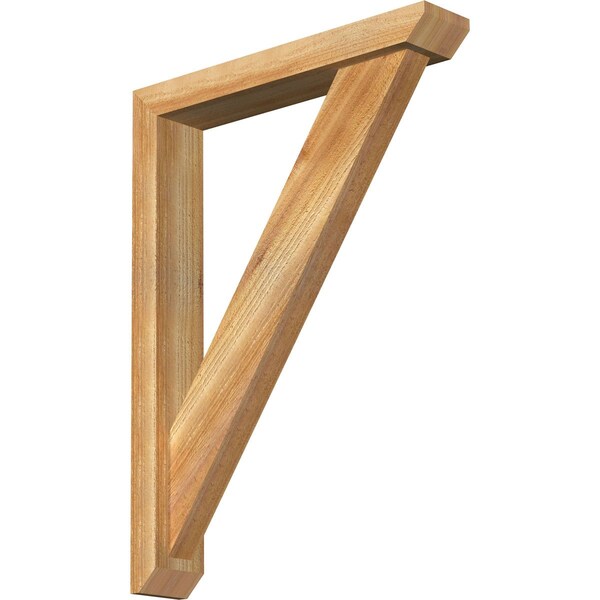 Ekena Millwork Traditional Slat Rough Sawn Bracket w/ Offset Brace, Western Red Cedar, 4"W x 22"D x 30"H BKT0402X22X30TRA06RWR - main